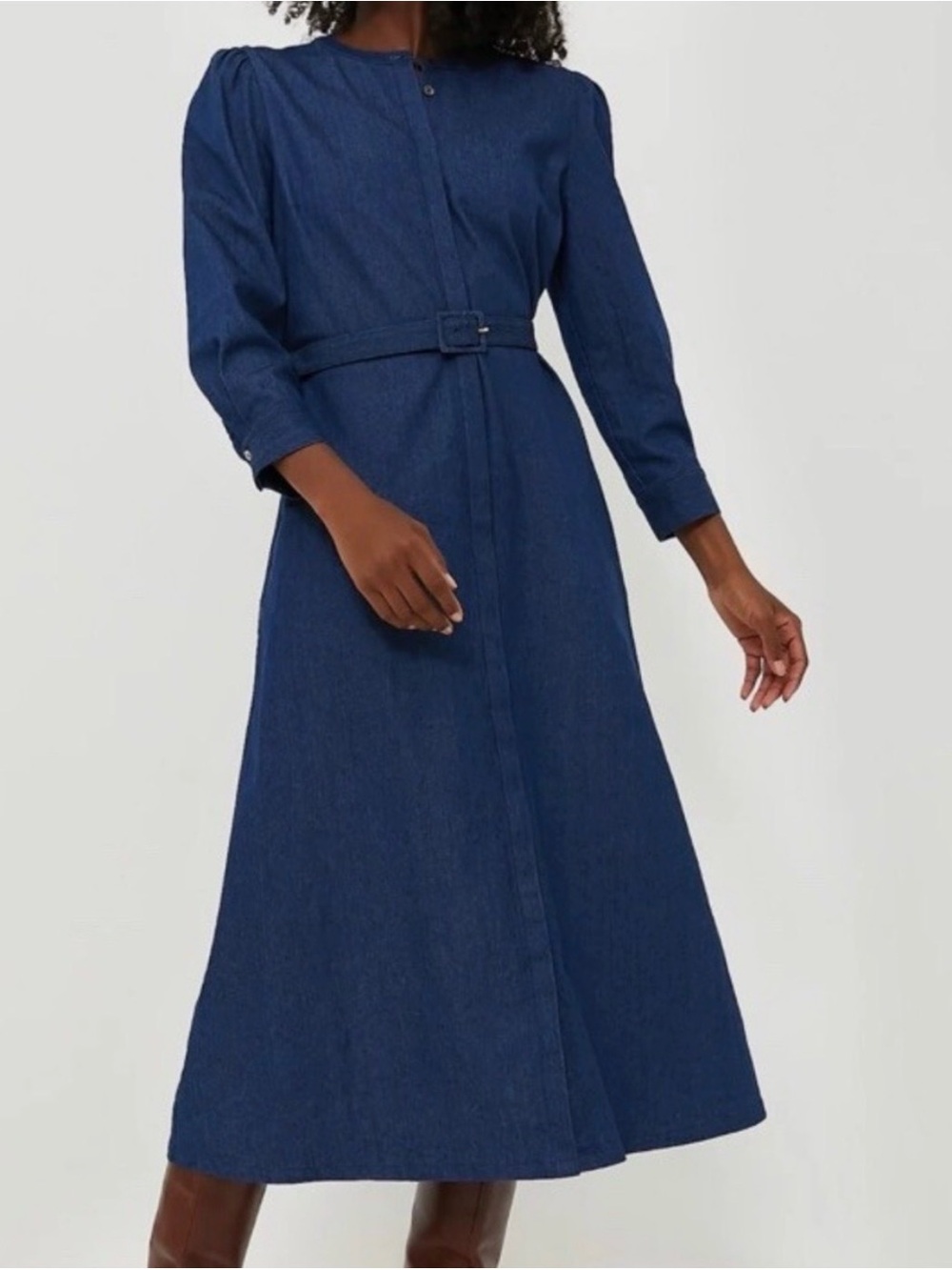 Tuckernuck Catherine Dress Size Small Denim Blue Maxi Button Front *No Belt